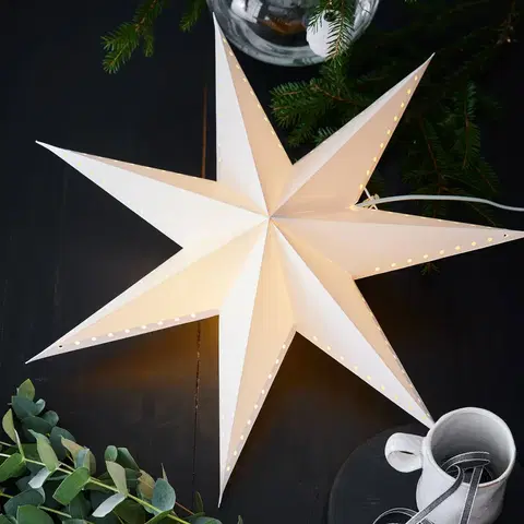 Vianočné svetelné hviezdy Markslöjd Živá dekoratívna hviezda, závesná, biela, Ø 60 cm