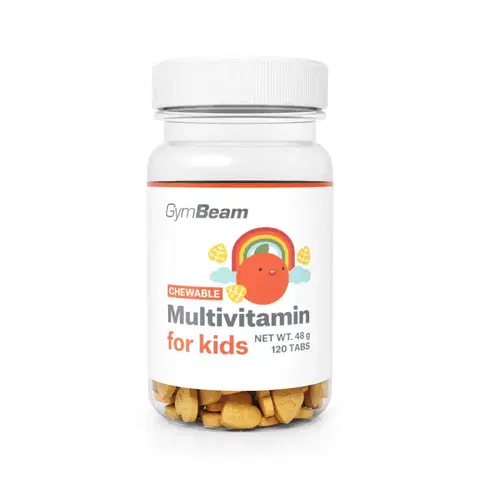 Multivitamíny GymBeam Multivitamín, tablety na cmúľanie pre deti pomaranč