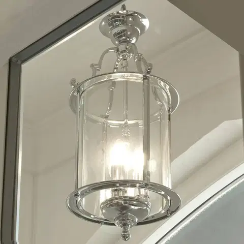 Závesné svietidlá Searchlight Závesné svietidlo Bevelled Lantern, sklo, chróm