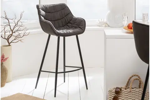 Barové stoličky LuxD Dizajnová barová stolička Kiara antik sivá