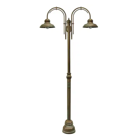 Verejné osvetlenie Moretti Luce Stĺpová lampa, dve svetlá s dvoma oblúkmi
