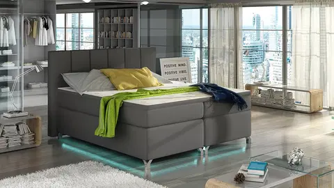 Postele NABBI Barino 160 čalúnená manželská posteľ s úložným priestorom sivá (Soft 29)