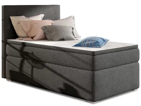 Postele NABBI Rodrigo 90 P čalúnená jednolôžková posteľ s úložným priestorom sivá
