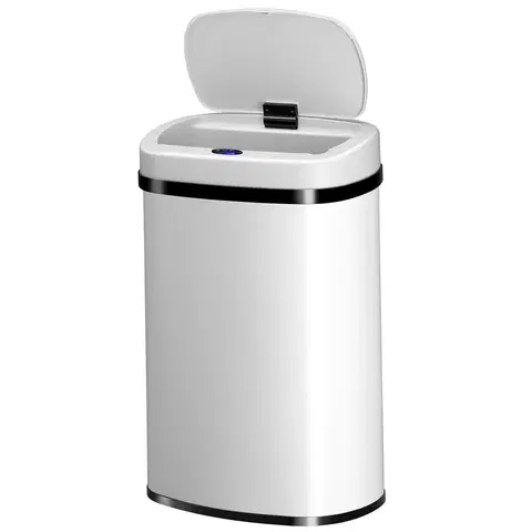Odpadkové koše Juskys Štvorcový odpadkový kôš so senzorom - 50 L - biela