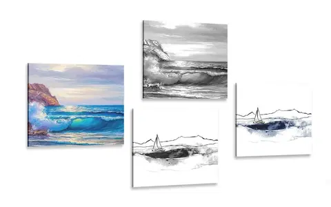 Zostavy obrazov Set obrazov imitácia maľovaného mora