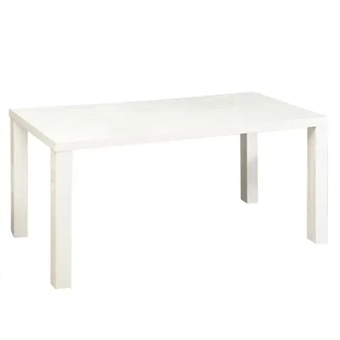 Jedálenské stoly Jedálenský stôl rozkladací, biela vysoký lesk HG, 140-180x80 cm, ASPER NEW TYP 1