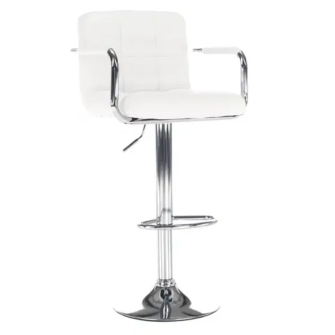 Barové stoličky Barová stolička, biela ekokoža/chróm, LEORA 2 NEW