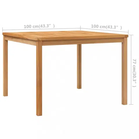Záhradné stoly Záhradný jedálenský stôl teak Dekorhome 110x110x77 cm
