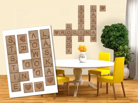 Nálepky Dekoračné nálepky na stenu hnedé Scrabble