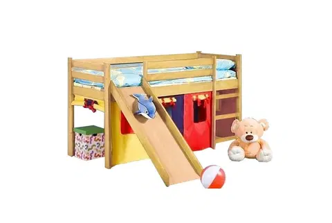 Detské izby Detská poschodová posteľ so šmýkačkou Neo Plus jelša Halmar Borovica