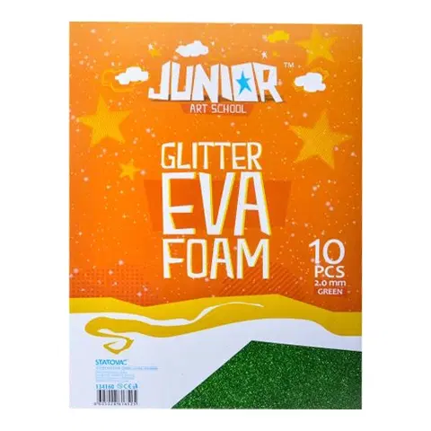 Kreatívne a výtvarné hračky JUNIOR-ST - Dekoračná pena A4 EVA Glitter zelená 2,0 mm, sada 10 ks
