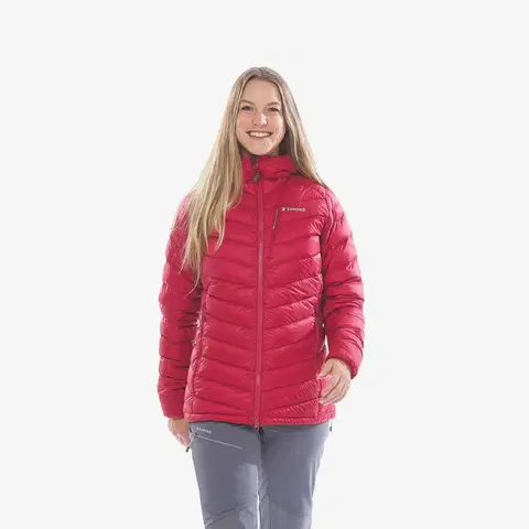 bundy a vesty Dámska horolezecká páperová bunda Alpinism Light malinová