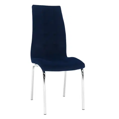 Stoličky Jedálenská stolička, modrá Velvet látka/chróm, GERDA NEW