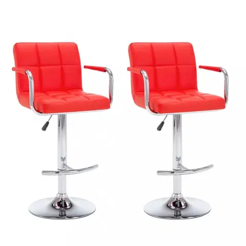 Barové stoličky Barové stoličky 2 ks umelá koža / kov Dekorhome Červená