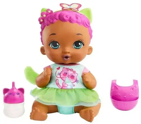 Hračky bábiky MATTEL - My Garden Baby Bábätko – Ružovo-Zelené Mačiatko