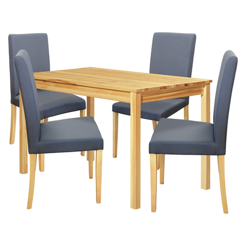 Jedálenské sety Jedálenský stôl 8848 lak + 4 stoličky PRIMA 3038 sivá/svetlé nohy