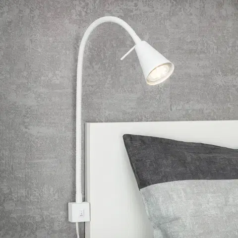 Ďalšie nábytkové svetlá Briloner Nástenné svietidlo Tuso LED, montáž na posteľ, biele