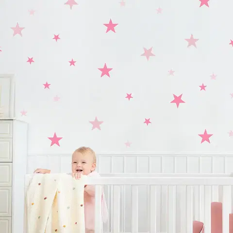 Nálepky na stenu Ružové hviezdičky - nálepky na stenu pre dievča