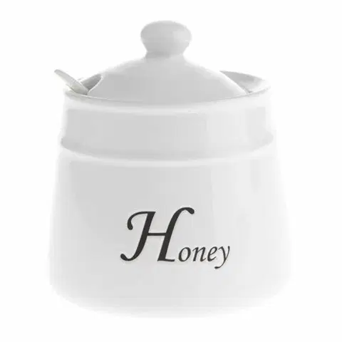 Príslušenstvo pre prípravu čaju a kávy Keramická dóza na med Honey s lyžičkou, 530 ml