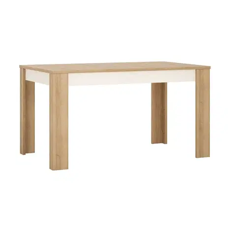 Jedálenské stoly KONDELA Leonardo LYOT03 rozkladací jedálenský stôl dub riviera / biela