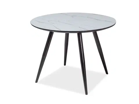 Jedálenské stoly ANDALA, okrúhly jedálenský stôl, mramor, čierna