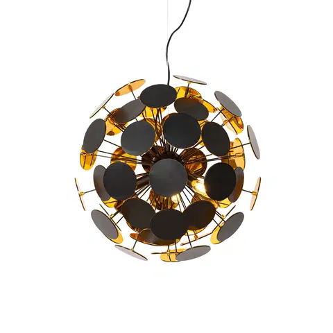 Zavesne lampy Dizajnové závesné svietidlo čierno-zlaté - Cerchio