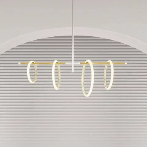 Závesné svietidlá Marchetti Ulaop LED závesné svetlo, štyri krúžky, biela