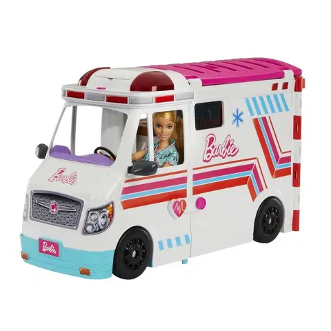 Hračky bábiky MATTEL - Barbie sanitka a klinika 2 v 1