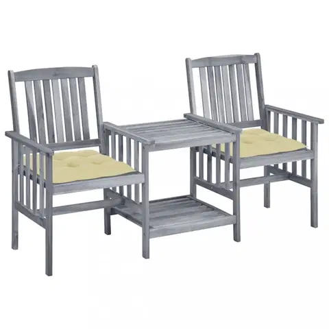 Zahradné stoličky Zaradné stoličky so stolíkom akácia / látka Dekorhome Krémová