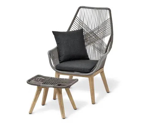 Outdoor Chairs Dizajnové kreslo z textilného pletiva s podnožkou