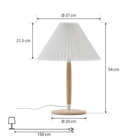 Lampy na nočný stolík Lucande Stolová lampa Lucande Ellorin, drevo, textilné tienidlo
