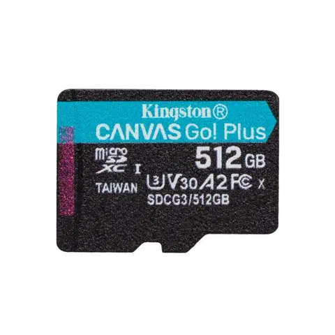 Pamäťové karty Kingston Canvas Go Plus Micro SDXC 512 GB, UHS-I U3 A2, Class 10 - rýchlosť 170/90 MB/s
