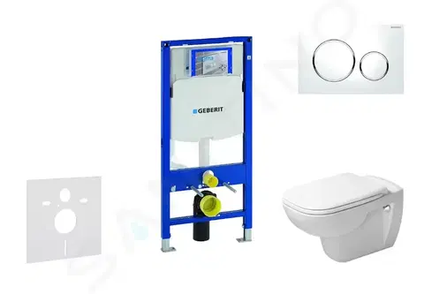 Záchody GEBERIT - Duofix Modul na závesné WC s tlačidlom Sigma20, biela/lesklý chróm +  Duravit D-Code - WC a doska, Rimless, SoftClose 111.300.00.5 NH4