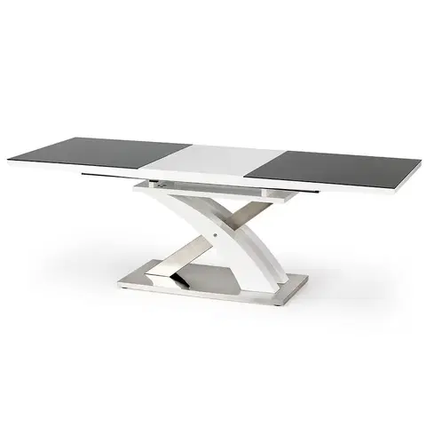 Stoly v podkrovnom štýle Rozkladací stôl Sandor 2 160/220x90cm  Sklo-Čierna/Mdf-Biely