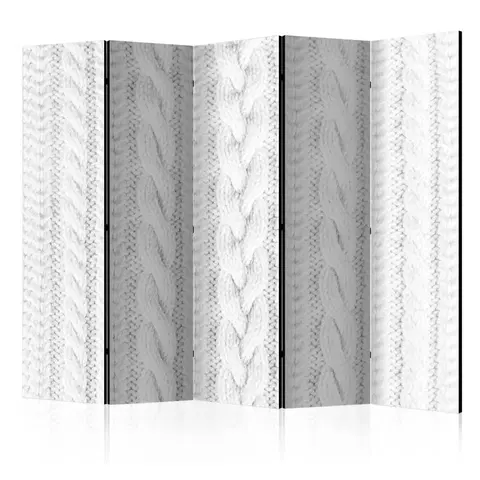 Paravány Paraván White Knit Dekorhome 225x172 cm (5-dielny)