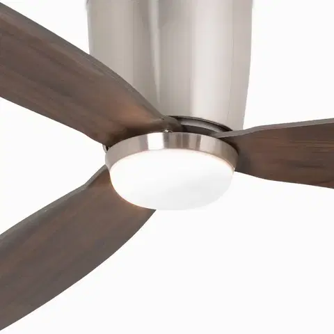 Stropné ventilátory so svetlom FARO BARCELONA Stropný ventilátor Nias LED DC nikel/drevo tmavá