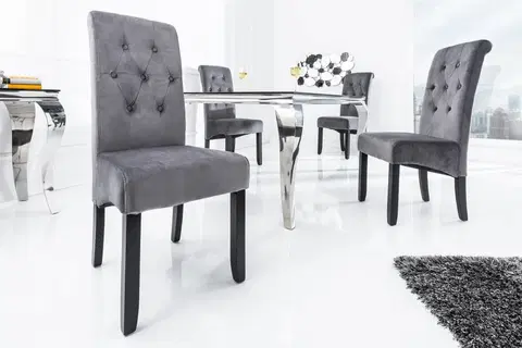 Jedálenské stoličky a kreslá Chesterfield jedálenská stolička 2 ks DOLON Dekorhome Sivá / čierna