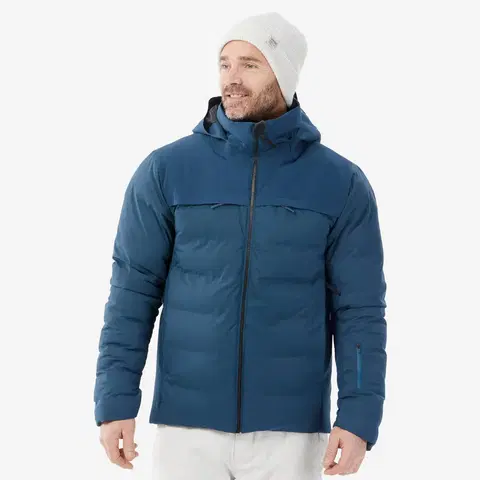 bundy a vesty Pánska hrejivá lyžiarska prešívaná bunda 900 Warm modrá