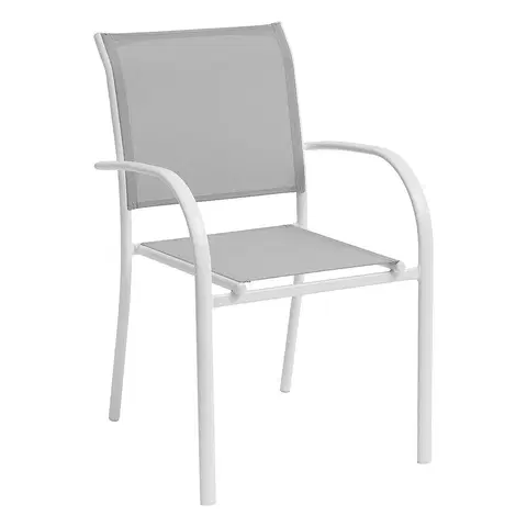 Záhradné stoličky a kreslá DEOKORK Hliníkové kreslo s textíliou VALENCIA (biela)