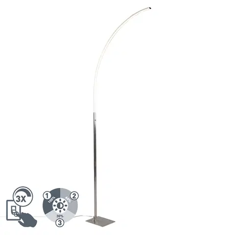 Stojace lampy Moderné oceľové stojace svietidlo vrátane LED a 3-stupňového stmievača - Štýlové
