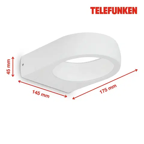 Vonkajšie nástenné svietidlá Telefunken Telefunken Puka vonkajšie LED svietidlo, biela