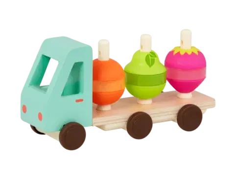 Hračky - dopravné stroje a traktory B-TOYS - Nákladiak drevený Stack & Roll Fruit Truck