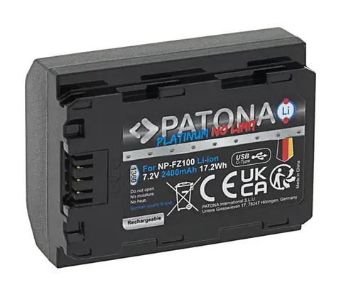 Predlžovacie káble PATONA PATONA - Aku Sony NP-FZ100 2400mAh Li-Ion Platinum USB-C 