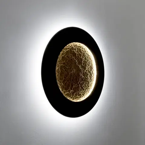 Nástenné svietidlá Holländer Nástenné svietidlo LED Luna Piena, hnedo-čierno-zlaté, Ø 80 cm