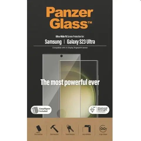 Ochranné fólie pre mobilné telefóny Ochranné sklo PanzerGlass UWF AB pre Samsung Galaxy S23 Ultra, čierne 7317
