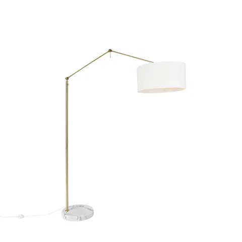 Stojace lampy Moderná stojaca lampa zlatá s bielym tienidlom 50 cm nastaviteľná - Redaktor