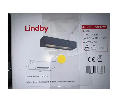 Svietidlá Lindby Lindby - Nástenné svietidlo NELLIE 2xG9/5W/230V 