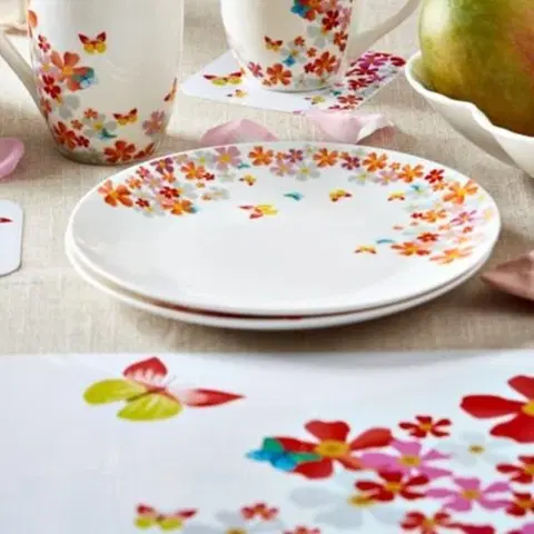 Drobné dekorácie a doplnky Raňajkový tanier "Motýle" Basilico
