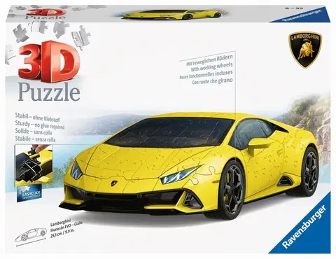 Hračky puzzle RAVENSBURGER - Lamborghini Huracán Evo žlté 108 dielikov