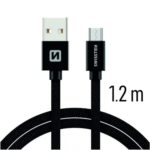 Dáta príslušenstvo Swissten Data Cable Textile USB / Micro USB 1.2 m, black - OPENBOX (Rozbalený tovar s plnou zárukou) 71522201